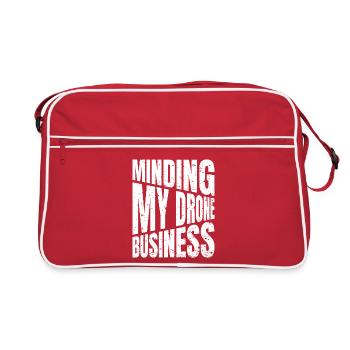 Minding My Drone Business Drohne Wortspiel - Retro Tasche - Rot/Weiß - Vorne