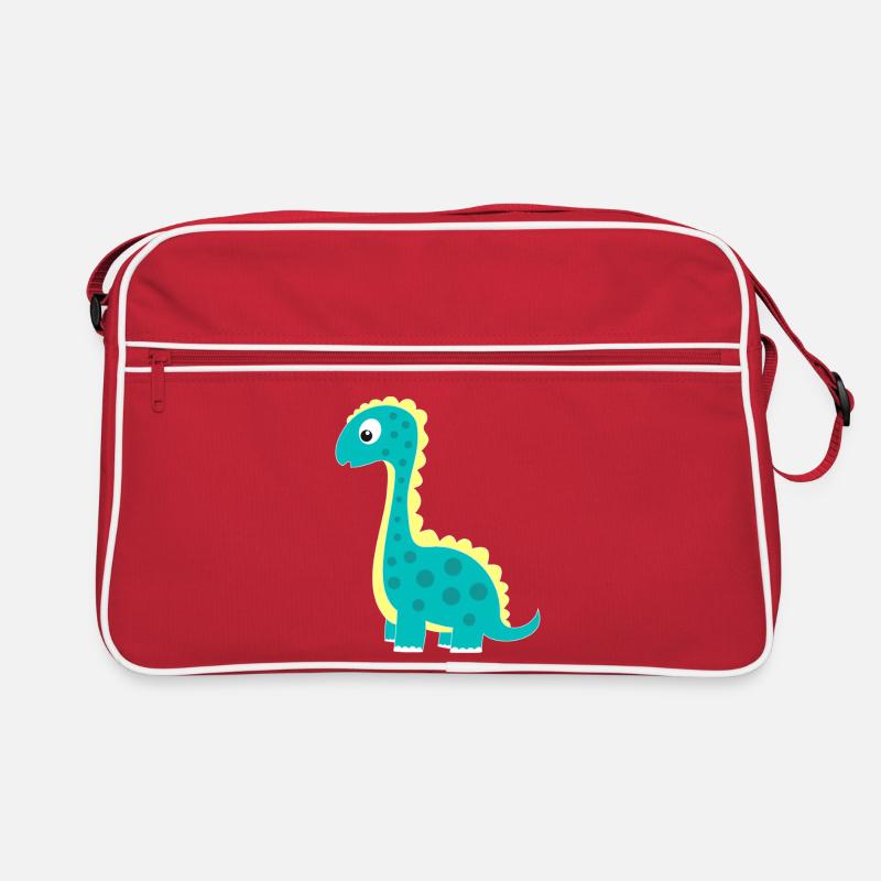 Kuscheliger Dinosaurier Glücksbringer - Retro Tasche - Rot/Weiß