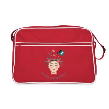 Blühende Gedanken - ich bin in Blühphase  - Retro Tasche - Rot/Weiß - Vorne