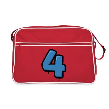 Graffiti Blue 4 chiffres Design - Sac Retro - rouge/blanc - Devant