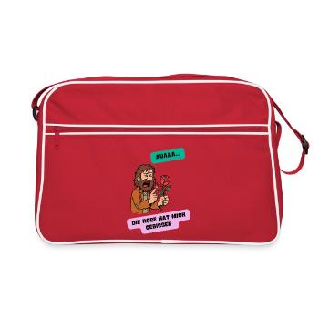 Die Rose Beißt die Rose hat mich gebissen  - Retro Tasche - Rot/Weiß - Vorne