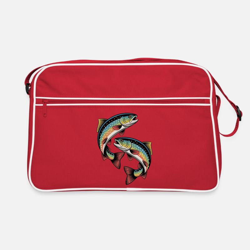 Zwei springende Forellen Retro Tasche