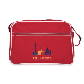 Skyline de la nuit de Berlin - Sac Retro - rouge/blanc - Devant