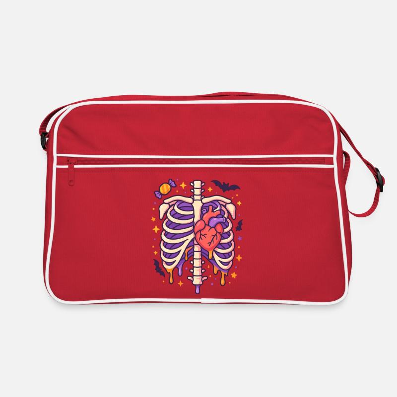 Anatomie Gothic Thoraxkäfig - Retro Tasche - Rot/Weiß