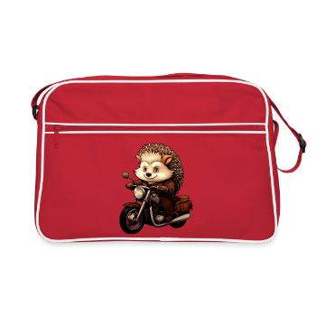 Motorrad Igel - Retro Tasche - Rot/Weiß - Vorne