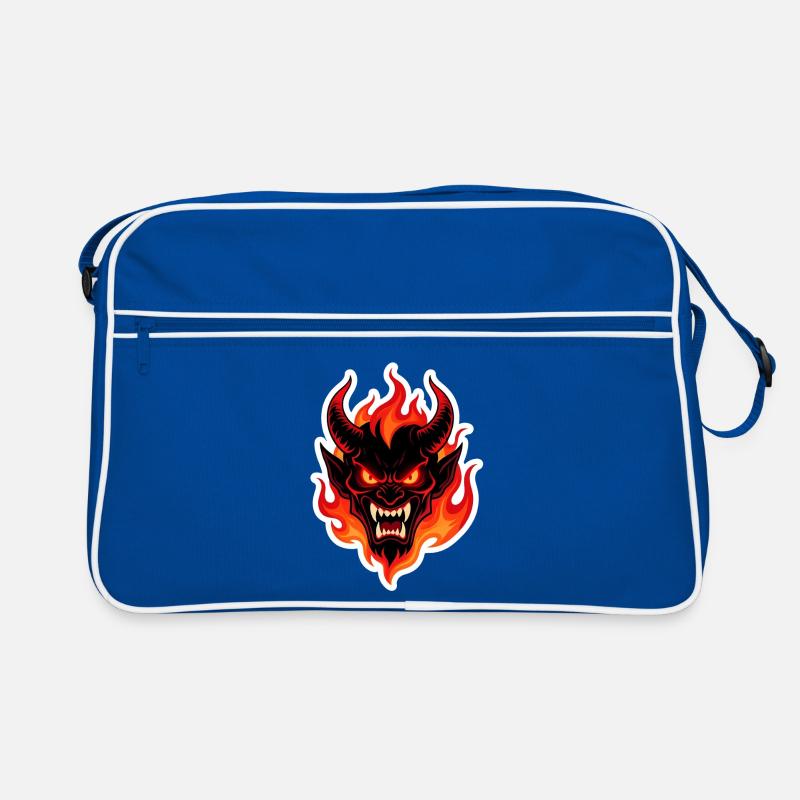 Feuriger Dämonenkopf Retro Tasche