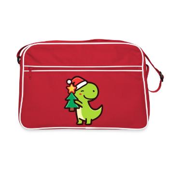Kawaii Dino T-Rex avec sapin de Noël - Sac Retro - rouge/blanc - Devant