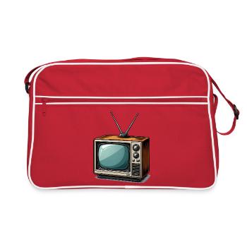 Retro Fernseher mit Antennen - Retro Tasche - Rot/Weiß - Vorne