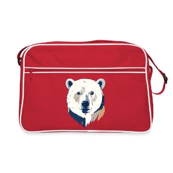 Polar Bear Polar Bear Head Drawing Head Design Motif - Retro Bag - red/white - Front