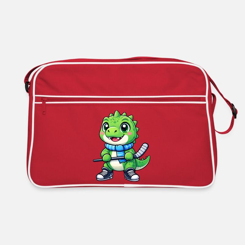 Süßer T-Rex Eishockeyspieler Dinosaurier Cartoon Retro Bag