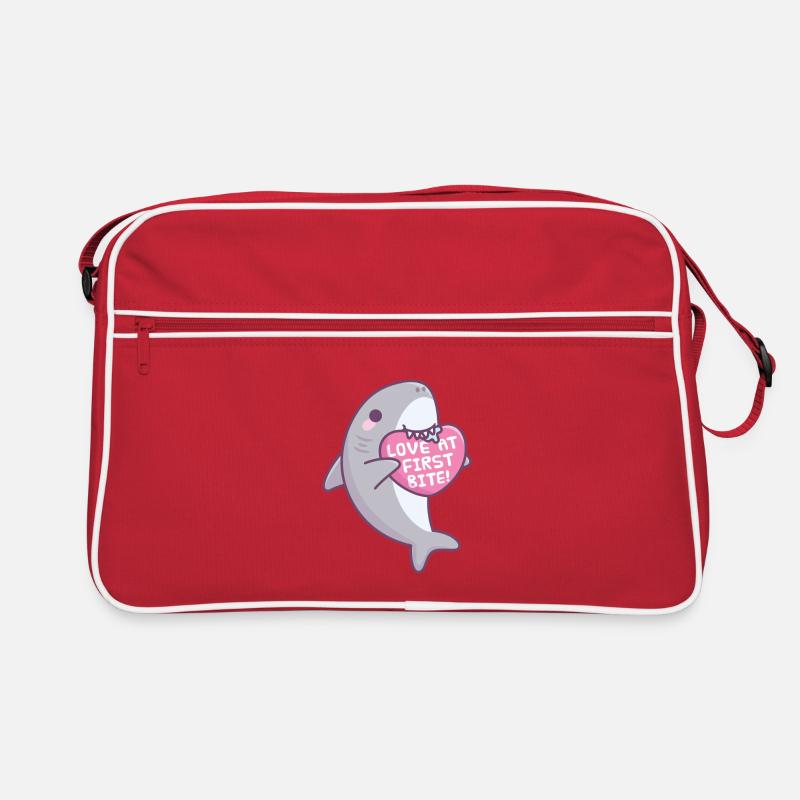 Cute Shark Love At First Bite Funny Valentine Retro Bag