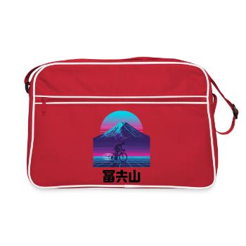Retro-Neon-Radfahrer am Sunset Mountain - Retro Tasche - Rot/Weiß - Vorne