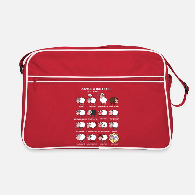 Große Schafkunde - Retro Tasche - Rot/Weiß