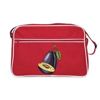  Pflaume Obst - Retro Tasche - Rot/Weiß - Vorne