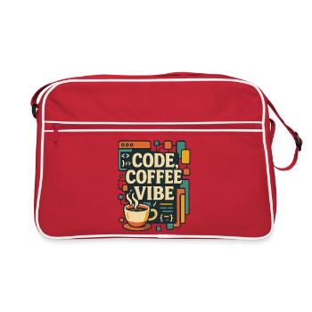 Code Coffee Vibe – Funny Programmer T-Shirt - Retro Bag - red/white - Front