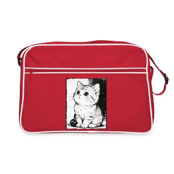 Croquis de chat noir et blanc - Sac Retro - rouge/blanc - Devant