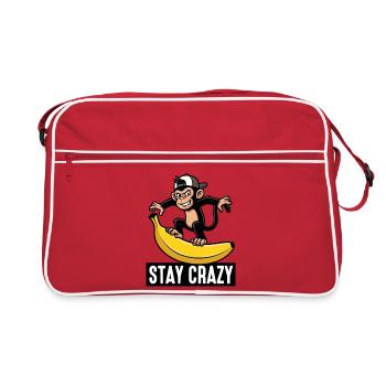 Singe sur banane : Reste fou - Sac Retro - rouge/blanc - Devant