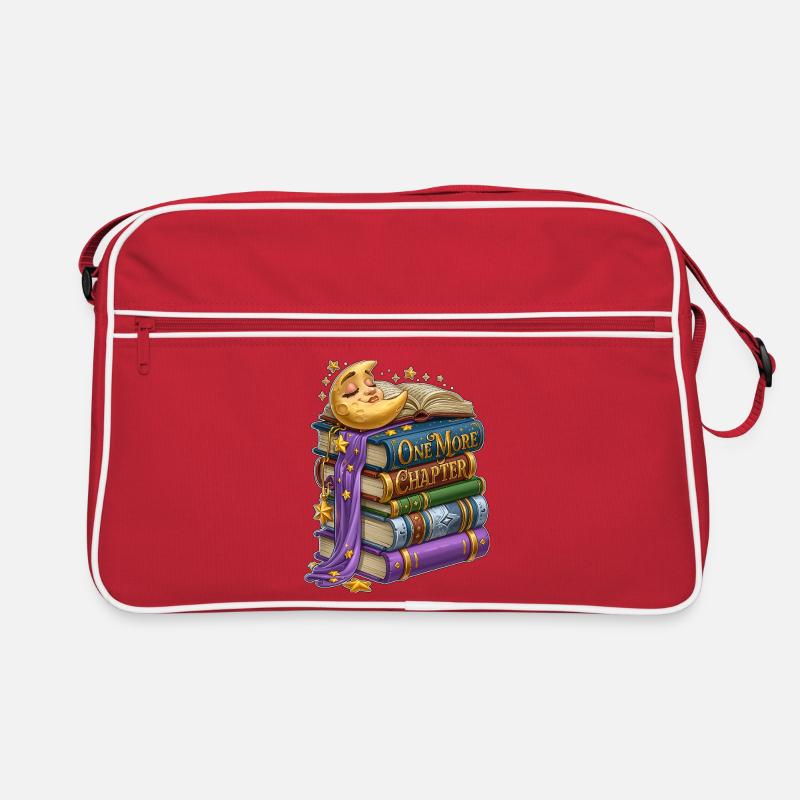 One More Chapter Sleeping Moon Book Lover - Retro Bag - red/white