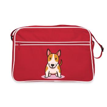 Bullterrier(Comic) - Retro Tasche - Rot/Weiß - Vorne