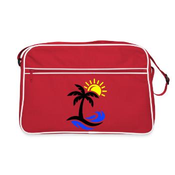 Palm Tree Beach Ocean - Retro Bag - red/white - Front