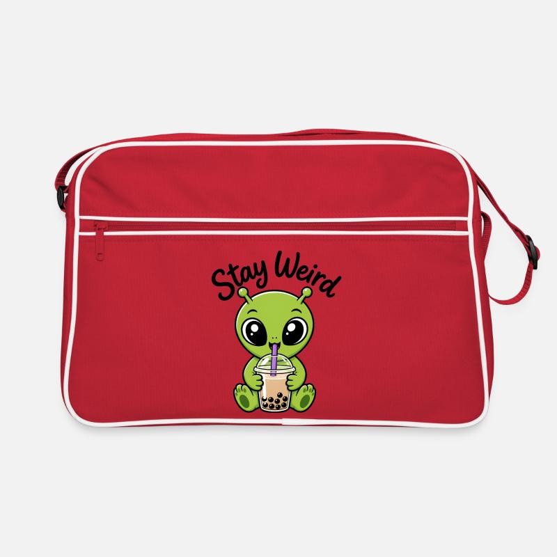 Sticker bizarre de bubble tea vert Alien Stay Bizarre Sac Retro