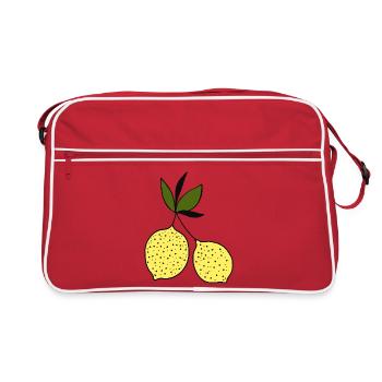 Handgezeichnetes Zitronen-Duo - Retro Tasche - Rot/Weiß - Vorne