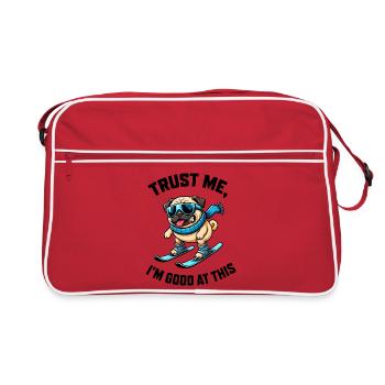 Skieur Carlin, Bande dessinée, Vacances drôles de sports d’hiver - Sac Retro - rouge/blanc - Devant