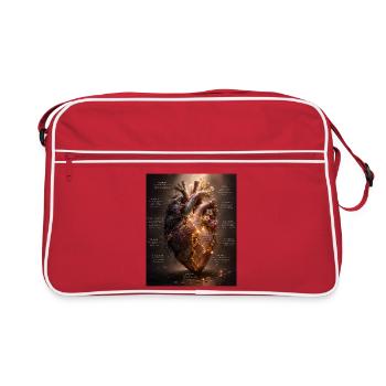 Leuchtendes Blütenherz – Bruch und Heilung - Retro Tasche - Rot/Weiß - Vorne