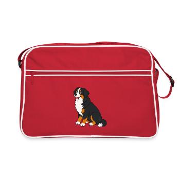 Chien Saint Bernard joyeux dans un style cartoon - Sac Retro - rouge/blanc - Devant