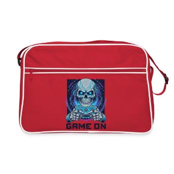 GAME ON - Cyber Skull Gamer | Neon Gaming Design - Retro Bag - red/white - Front