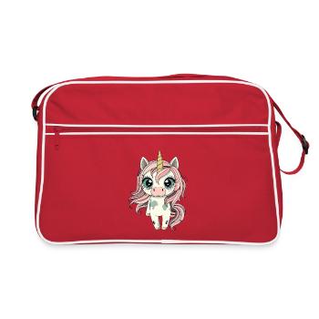 Zombie Einhorn – Süß aber Gruselig - Retro Tasche - Rot/Weiß - Vorne