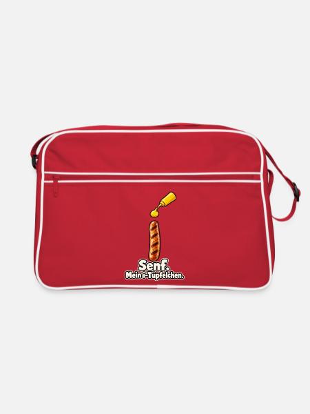 Senf als i-Tüpfelchen - Retro Tasche - Rot/Weiß