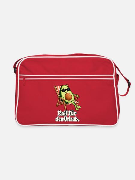 Avocado im Urlaub - Retro Tasche - Rot/Weiß