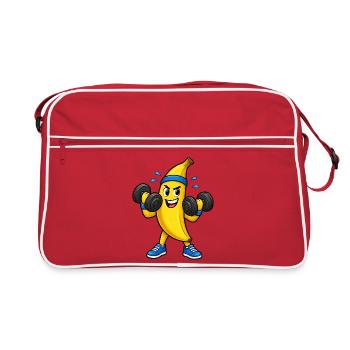 Kraftbanana Workout Cartoon - Retro Tasche - Rot/Weiß - Vorne