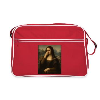 Die Mona Lisa bedeckt ihre Nase - Retro Tasche - Rot/Weiß - Vorne