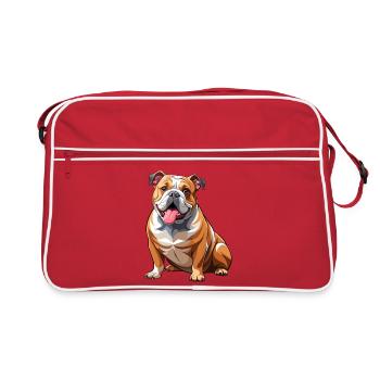 Bulldoggen-Hundesitting - Retro Tasche - Rot/Weiß - Vorne