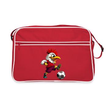 Fussballer Huhn - Retro Tasche - Rot/Weiß - Vorne