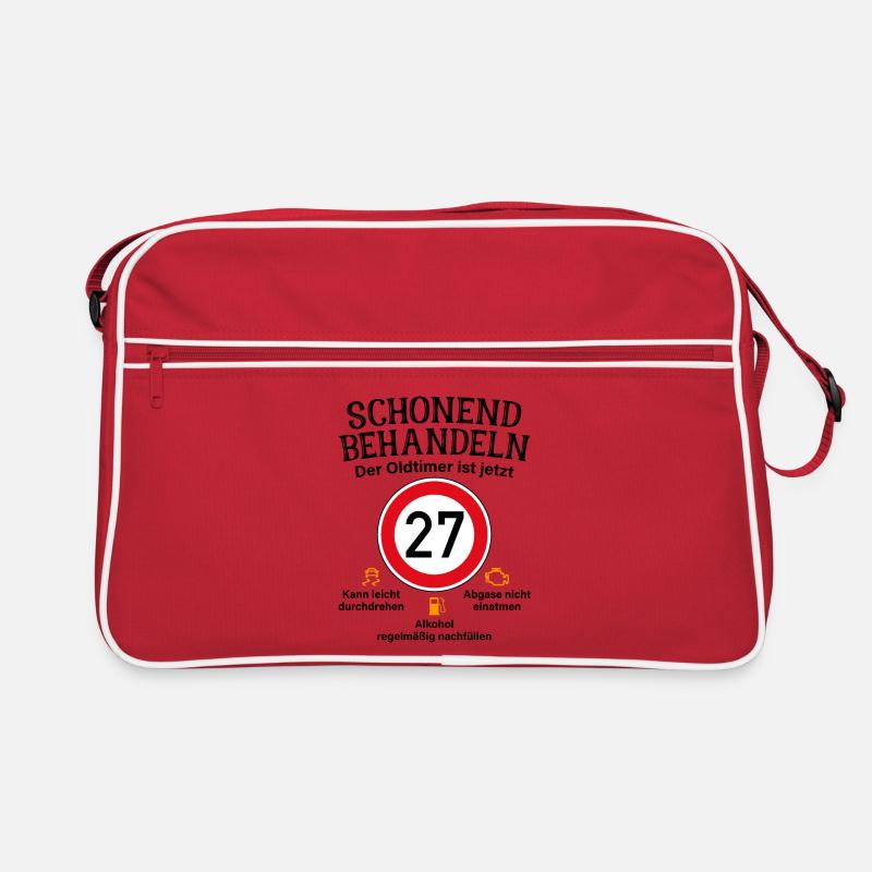 27. Geburtstag Schonend Behandeln Oldtimer Ist 27 - Retro Tasche - Rot/Weiß