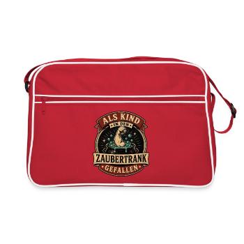 Als Kind in den Zaubertrank gefallen - Retro Tasche - Rot/Weiß - Vorne
