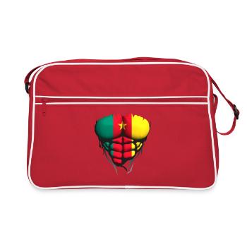 Kamerun-Flagge Torso muskulösen Körper abdo - Retro Tasche - Rot/Weiß - Vorne