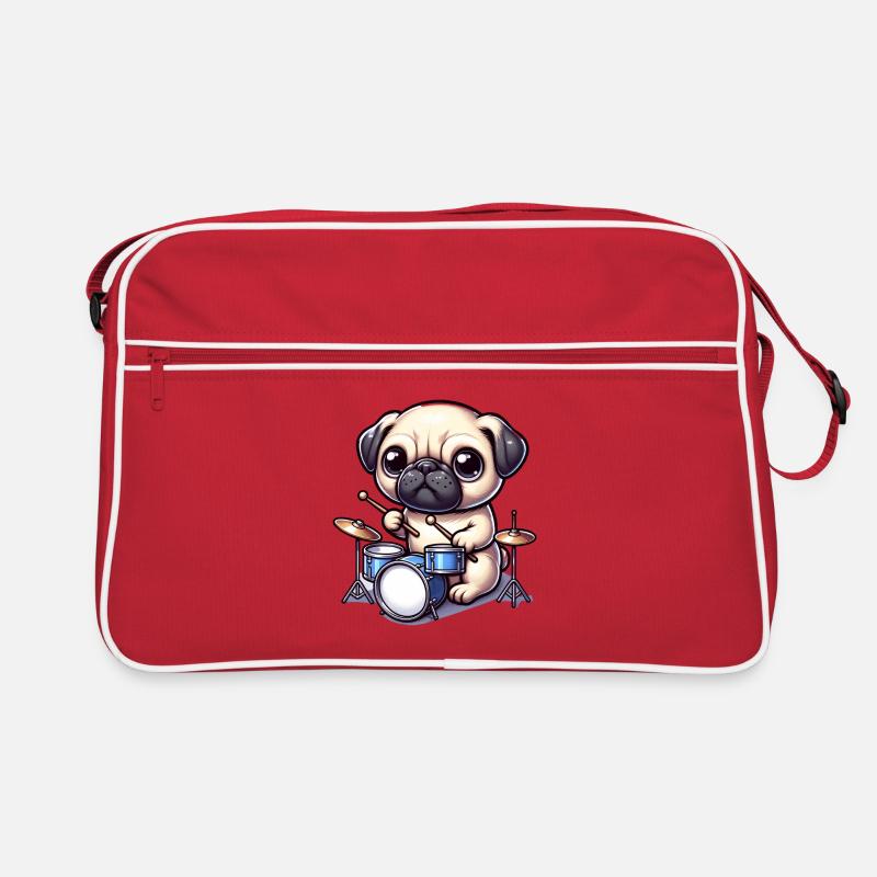 Cool Pug Drummer Design Retro Bag