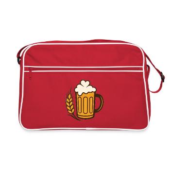 Golden beer glass with wheat - Retro Bag - red/white - Front