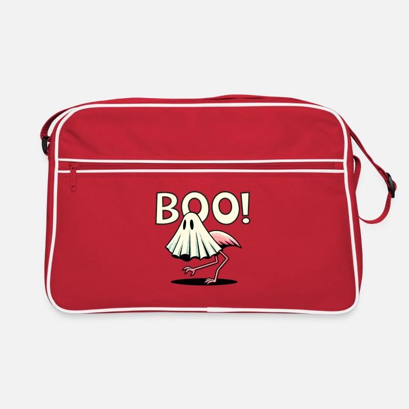 Flamingo Dressed as a Ghost Shouts "BOO!" Retro Bag