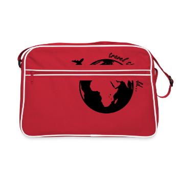 Travel the world - Tolle Geschenkidee für Reisende - Retro Tasche - Rot/Weiß - Vorne