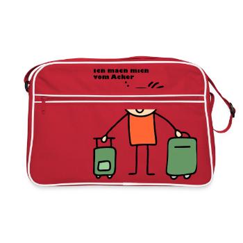 Mann mit Koffern - Mach mich vom Acker - Retro Tasche - Rot/Weiß - Vorne