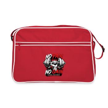 Sans douleur, sans gain en powerlifting - Sac Retro - rouge/blanc - Devant