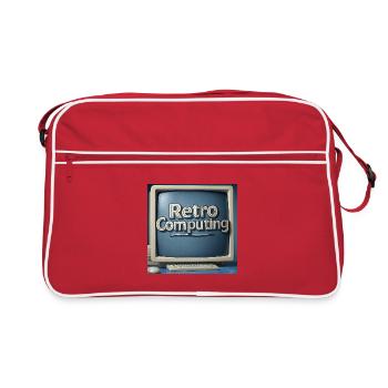Infographie rétro sur fond bleu - Sac Retro - rouge/blanc - Devant