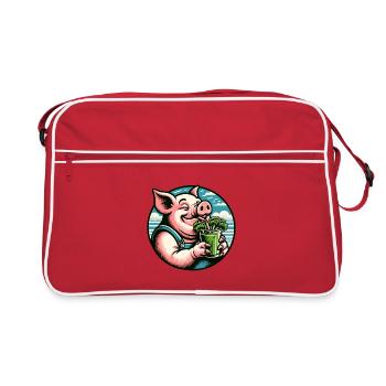Piggy Loves Green Juice - Retro Bag - red/white - Front
