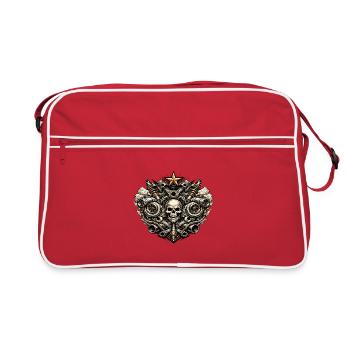 Crâne mécanique et moteurs en étoile - Sac Retro - rouge/blanc - Devant
