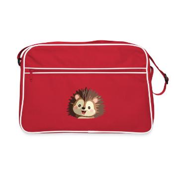 Illustration d'un hérisson câlin - Sac Retro - rouge/blanc - Devant